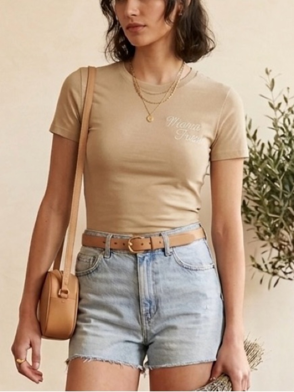Polished Prints 'Mama Tried' Tan Fitted T-Shirt